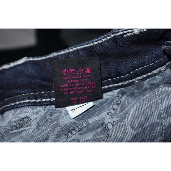 Rock & Roll Cowgirl Ladies Riding Boot Cut Jeans 29x34 Rhinestone Big Stitch - Picture 12 of 14